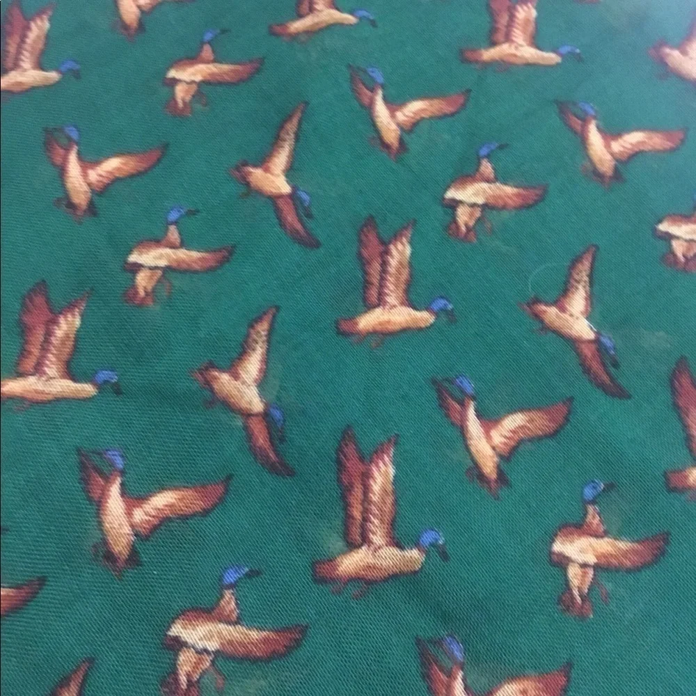 Nordstrom Green Scarf with Brown & Blue Duck Print